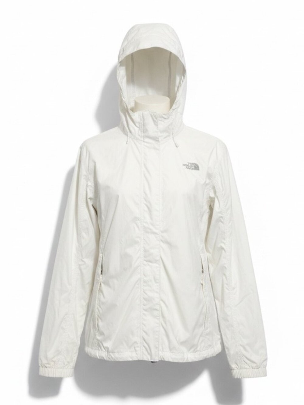 The North Face Hyvent Womens XL White Rain Jacket Waterproof Hooded Coat